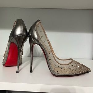 Christian louboutin 37 strass heel mesh nude
